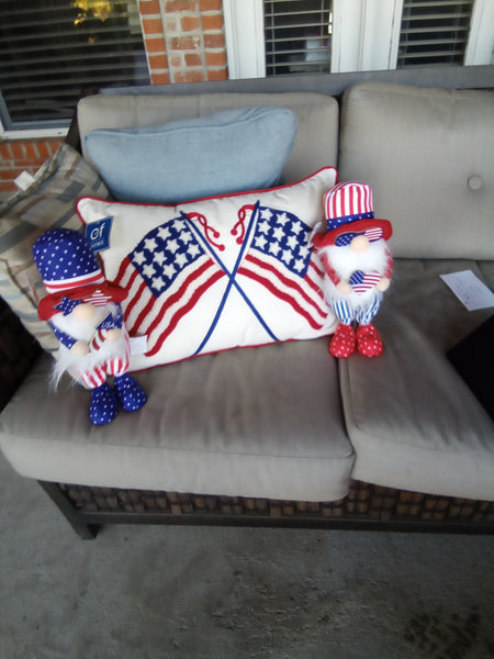 Chenille Patriotic American Flag Pillow