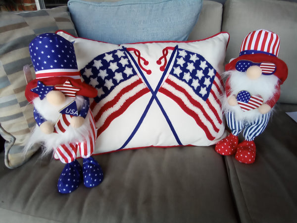 Chenille Patriotic American Flag Pillow