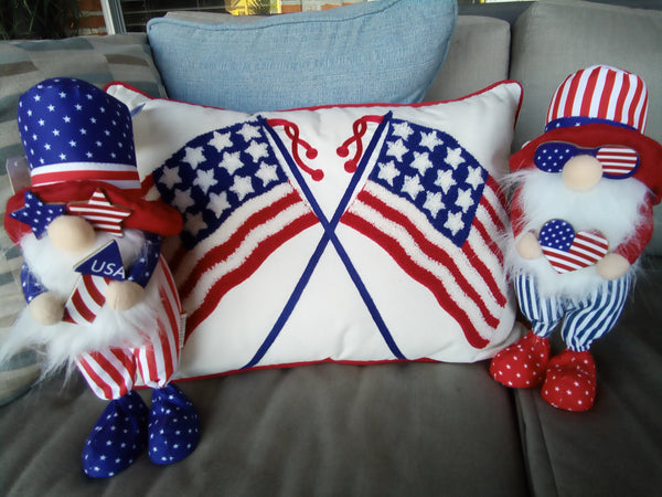 Chenille Patriotic American Flag Pillow