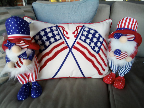 Chenille Patriotic American Flag Pillow