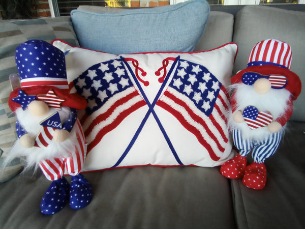 Chenille Patriotic American Flag Pillow