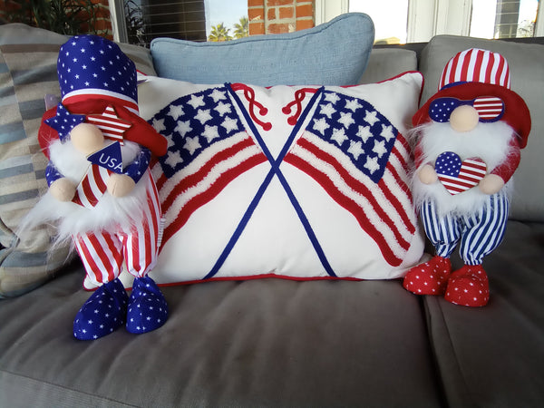 Chenille Patriotic American Flag Pillow