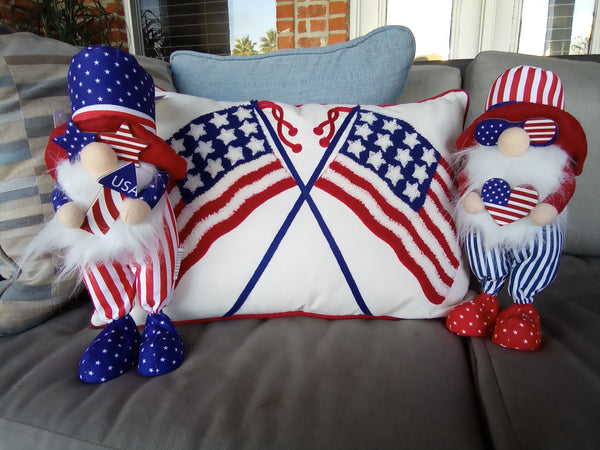 Chenille Patriotic American Flag Pillow