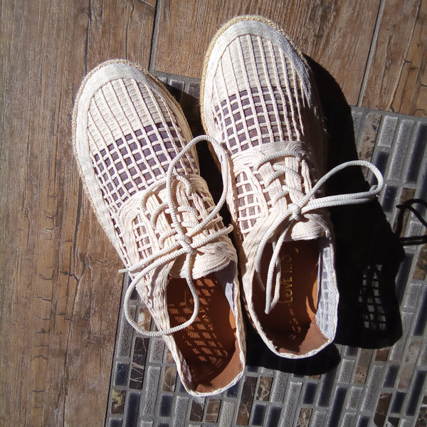 Natural Lace Up Espadrille Sneaker | Love Rio Elsie