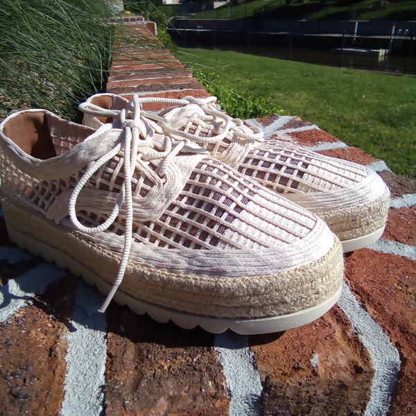 Natural Lace Up Espadrille Sneaker | Love Rio Elsie