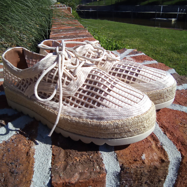Natural Lace Up Espadrille Sneaker | Love Rio Elsie