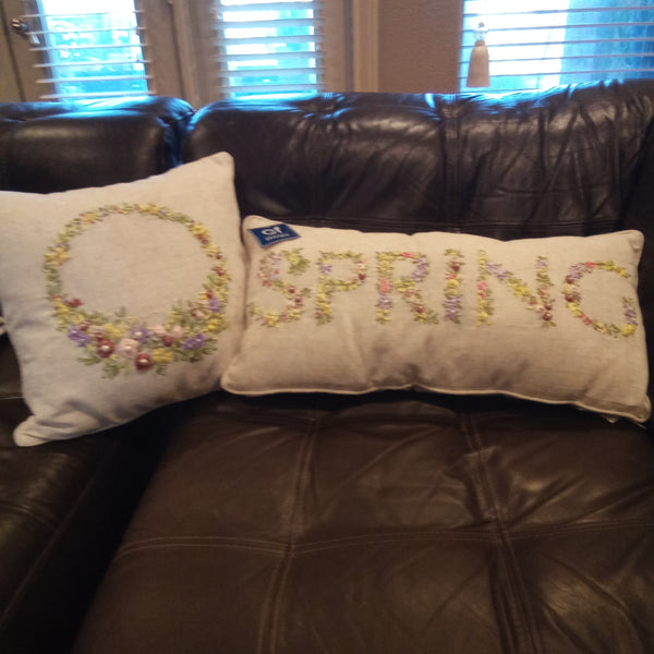 Square Embroidered Floral Wreath Home Decor Pillow | C and F Home