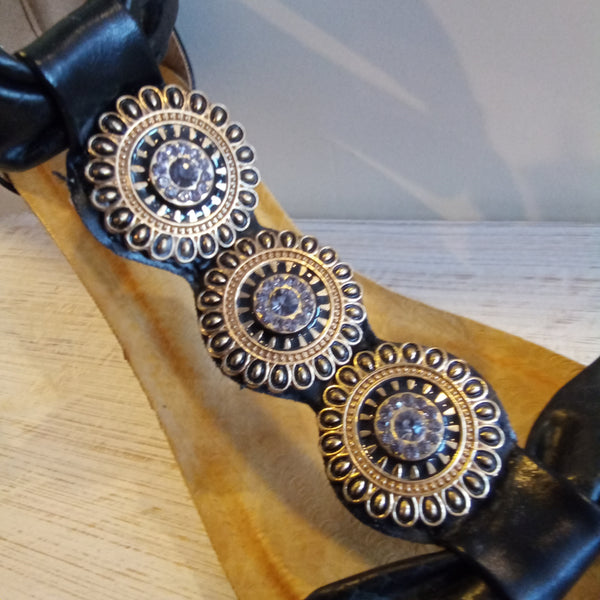 Black Zip Back Ankle Strap Wedge Shoes | Patrizia Alexandra