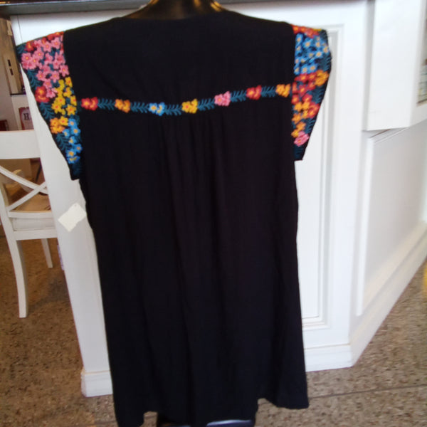 Floral Embroidered Black Tunic Dress - Plus Size / Savanna Jane