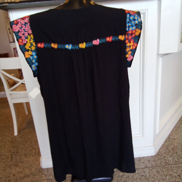 Floral Embroidered Black Tunic Dress - Plus Size / Savanna Jane