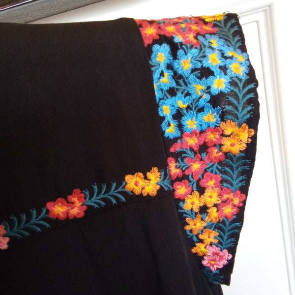 Floral Embroidered Black Tunic Dress - Plus Size / Savanna Jane