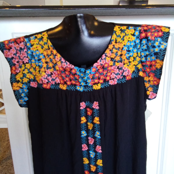 Floral Embroidered Black Tunic Dress - Plus Size / Savanna Jane