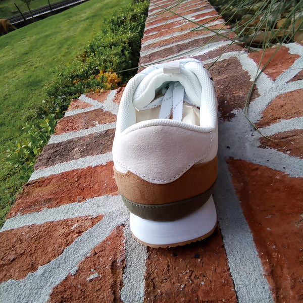 White Sneaker with Olive and Leopard Accents | Very G Runner