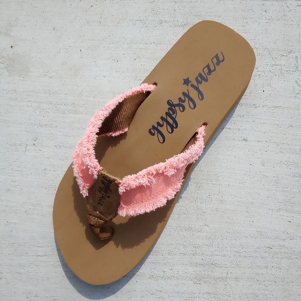 Bright Coral Frayed Flip Flops | Gypsy Jazz Encore