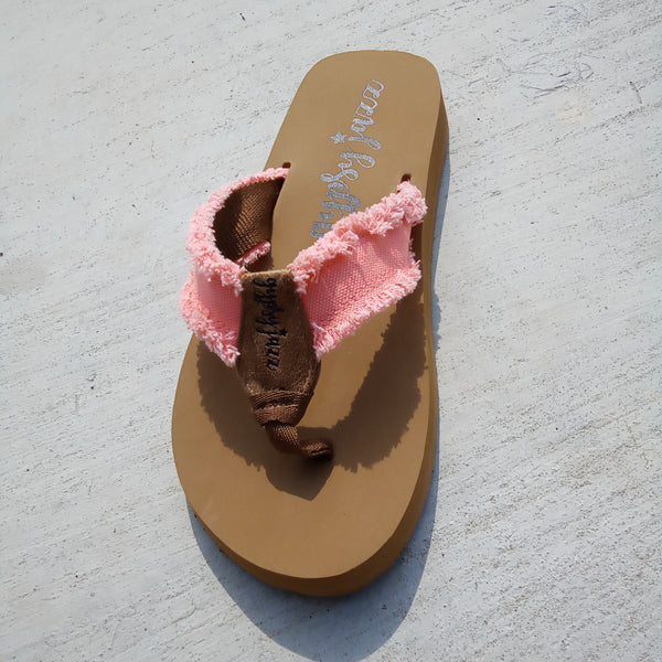 Bright Coral Frayed Flip Flops | Gypsy Jazz Encore
