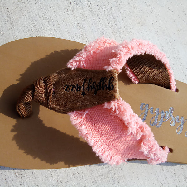Bright Coral Frayed Flip Flops | Gypsy Jazz Encore