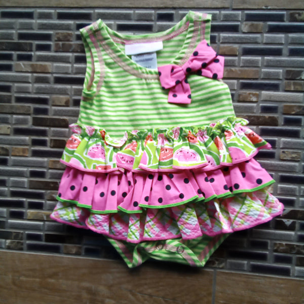 Newborn Ruffled Watermelon One Piece Crawler | Bonnie Baby