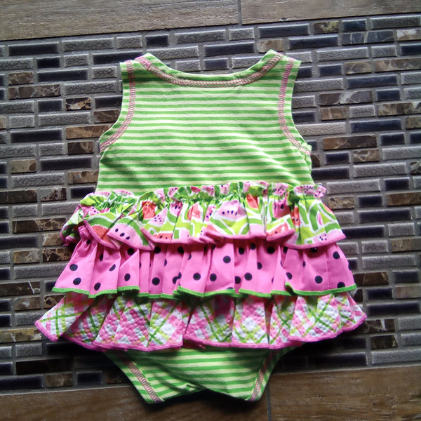 Newborn Ruffled Watermelon One Piece Crawler | Bonnie Baby