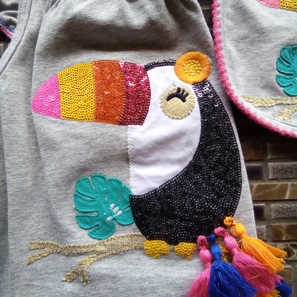Infant Toucan Bubble Suit with Coordinating Toucan Bib | Mud Pie