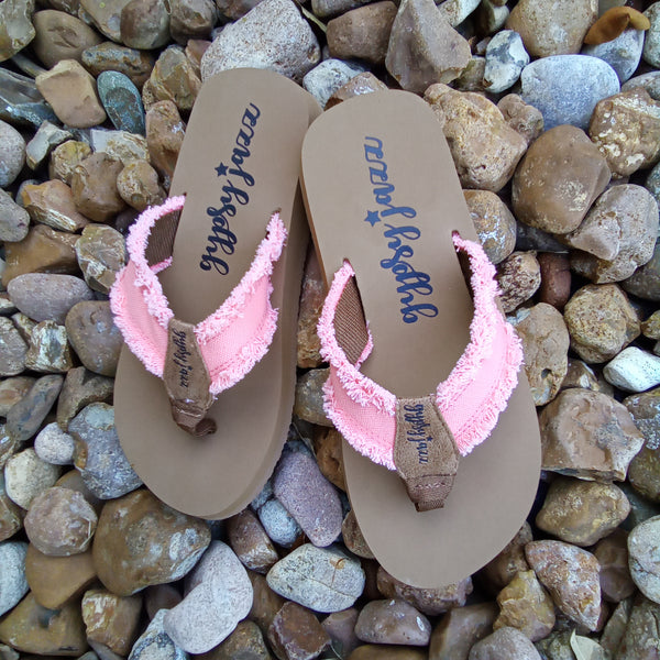 Bright Coral Frayed Flip Flops | Gypsy Jazz Encore