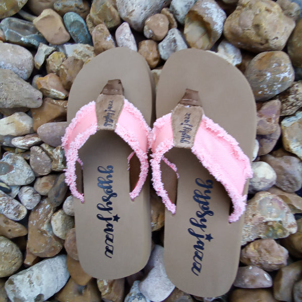 Bright Coral Frayed Flip Flops | Gypsy Jazz Encore