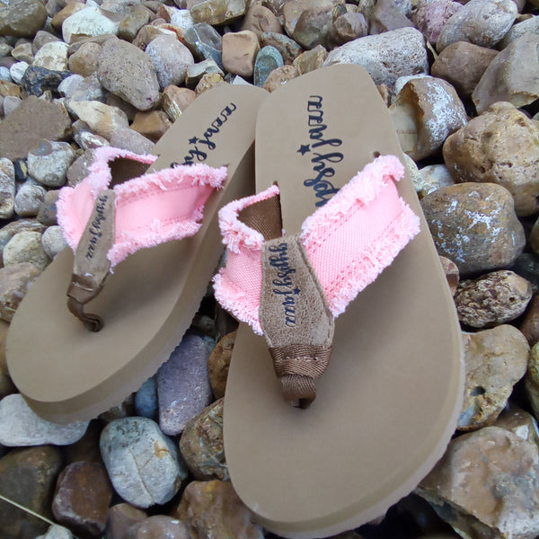 Bright Coral Frayed Flip Flops | Gypsy Jazz Encore
