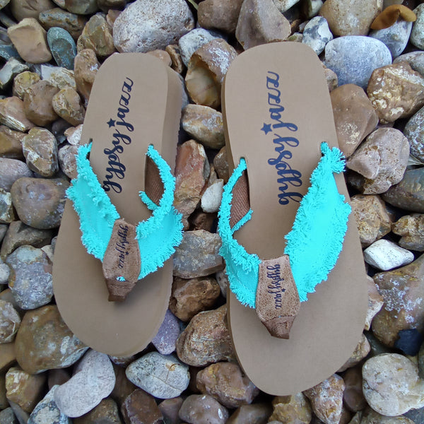Bright Mint Frayed Flip Flops | Gypsy Jazz Encore