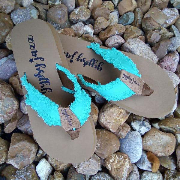 Bright Mint Frayed Flip Flops | Gypsy Jazz Encore