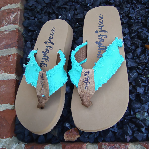 Bright Mint Frayed Flip Flops | Gypsy Jazz Encore