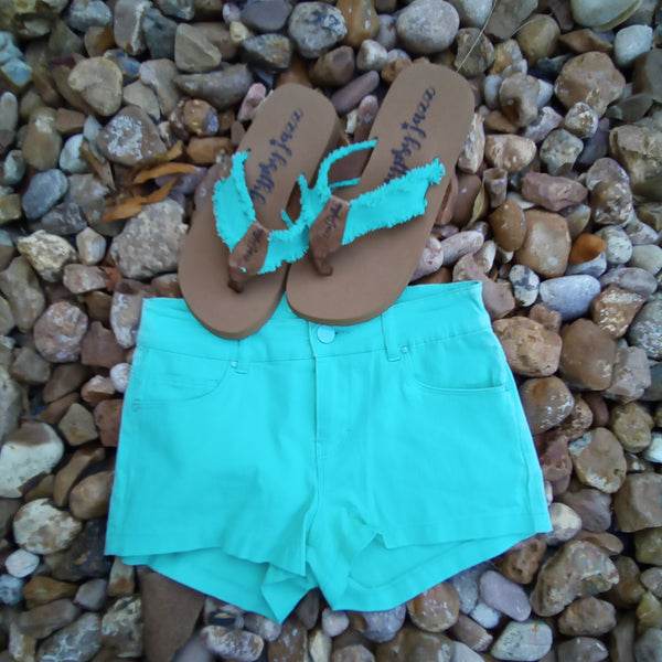Bright Mint Frayed Flip Flops | Gypsy Jazz Encore