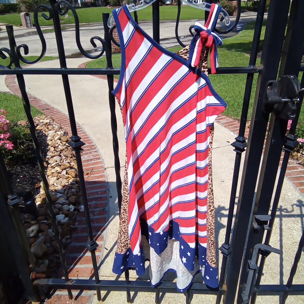 Stars Stripes and Leopard High Low Sundress | Bonnie Jean