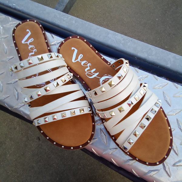 Strappy Studded Sandals | Very G Studs 2 - White