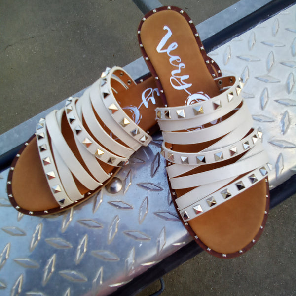 Strappy Studded Sandals | Very G Studs 2 - White