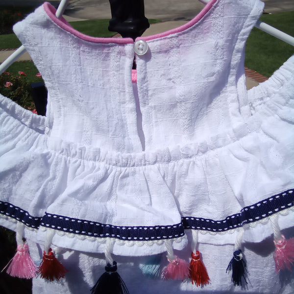 Infant Off Shoulder Tassel Dress and Bloomers | Mud Pie