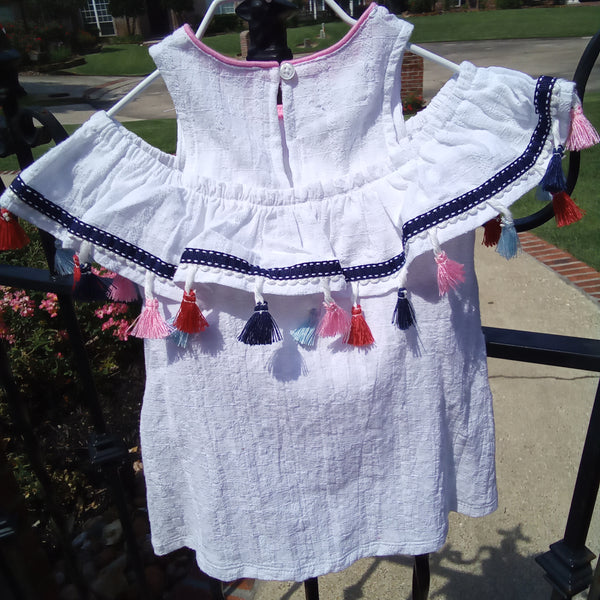 Infant Off Shoulder Tassel Dress and Bloomers | Mud Pie