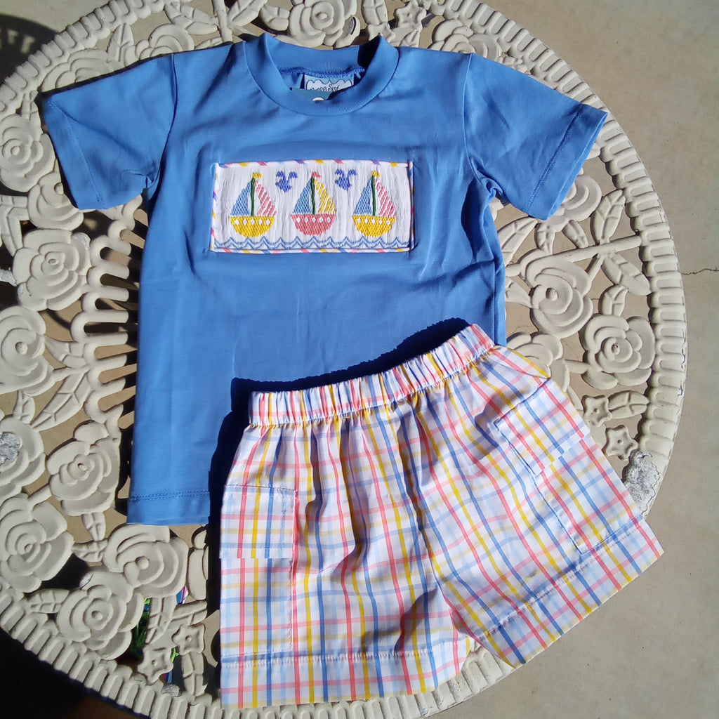 Smocked Sailboat Set | Sibling Set | Three Sisters