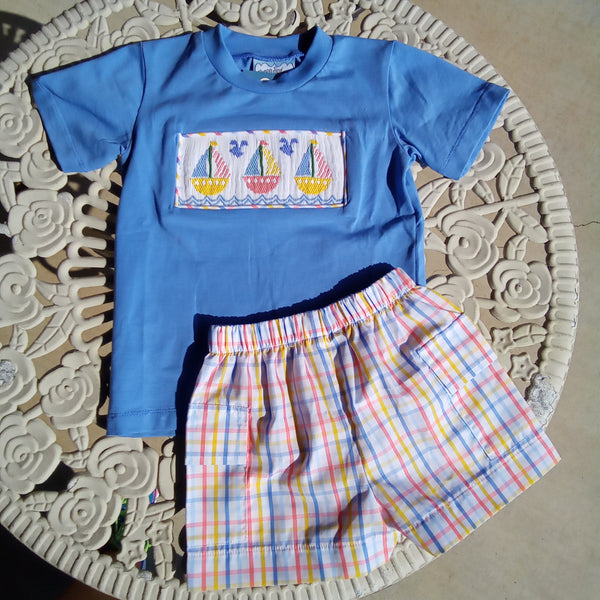 Smocked Sailboat Set | Sibling Set | Three Sisters
