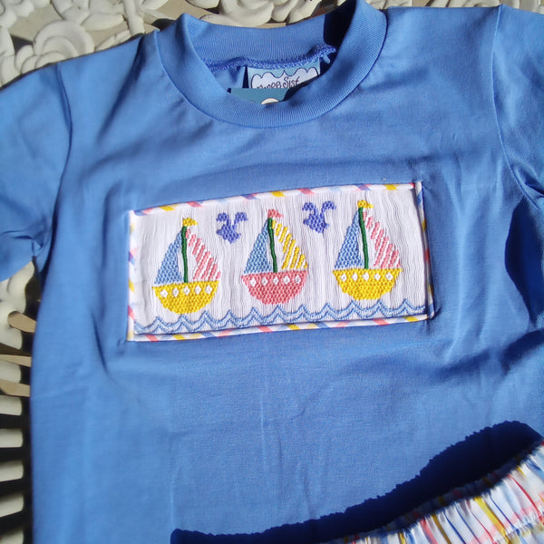 Smocked Sailboat Set | Sibling Set | Three Sisters