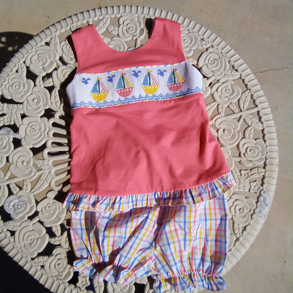 Infant Girls Smocked Sailboat Set | Sibling Set | Three Sisters