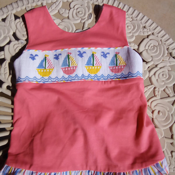 Infant Girls Smocked Sailboat Set | Sibling Set | Three Sisters