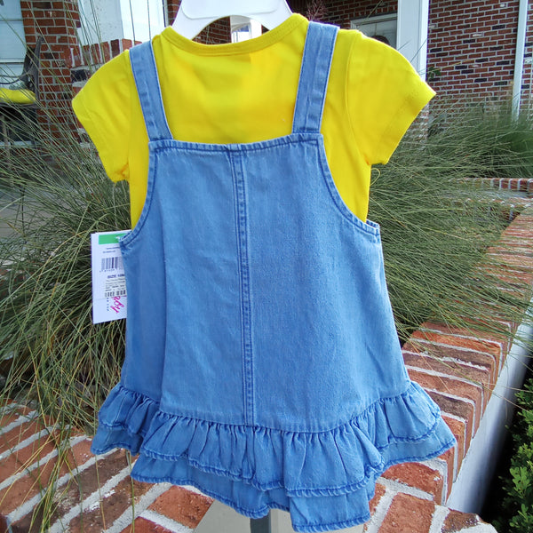 Rainbow Denim Jumper Dress | Bonnie Baby