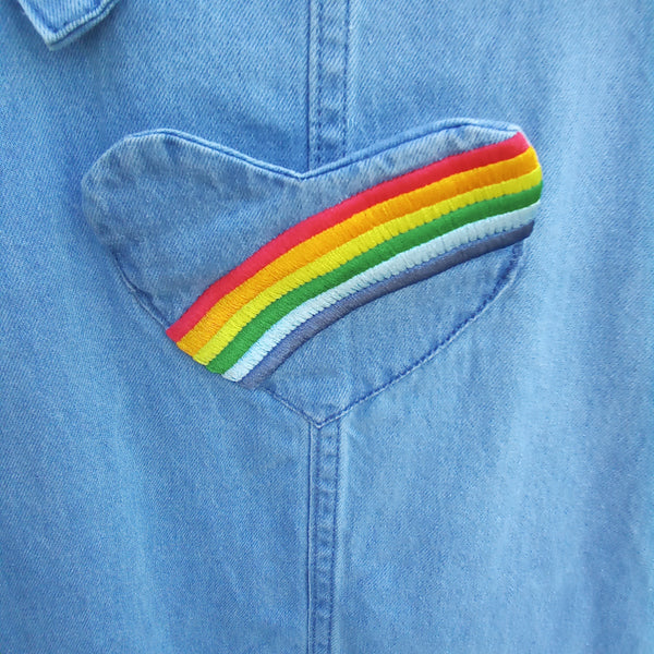 Rainbow Denim Jumper Dress | Bonnie Jean