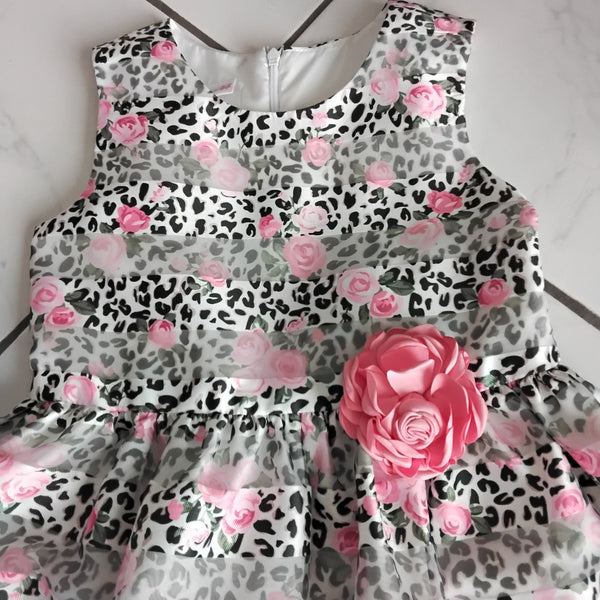 Pink Rose Leopard Girls 4-6X Party Dress | Bonnie Jean