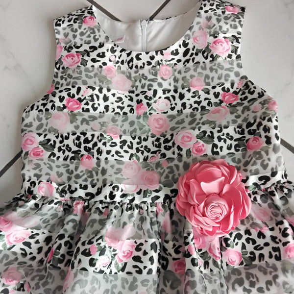 Pink Rose Leopard Girls 4-6X Party Dress | Bonnie Jean