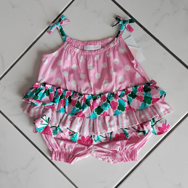 Dots Stripe and Mixed Print Bubble Suit | Bonnie Baby