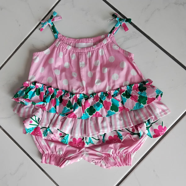 Dots Stripe and Mixed Print Bubble Suit | Bonnie Baby