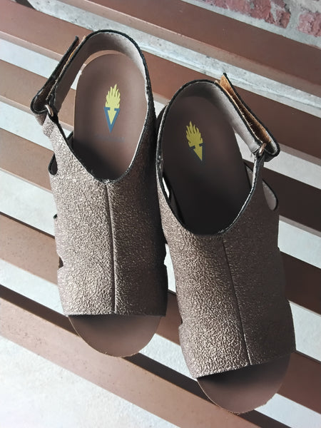 Copper Wedge Sandals with Self Fasteners | Volatile Spindle