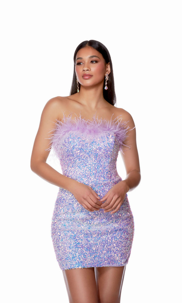 Sort Feather Sequin Formal | Alyce 4767 Light Orchid