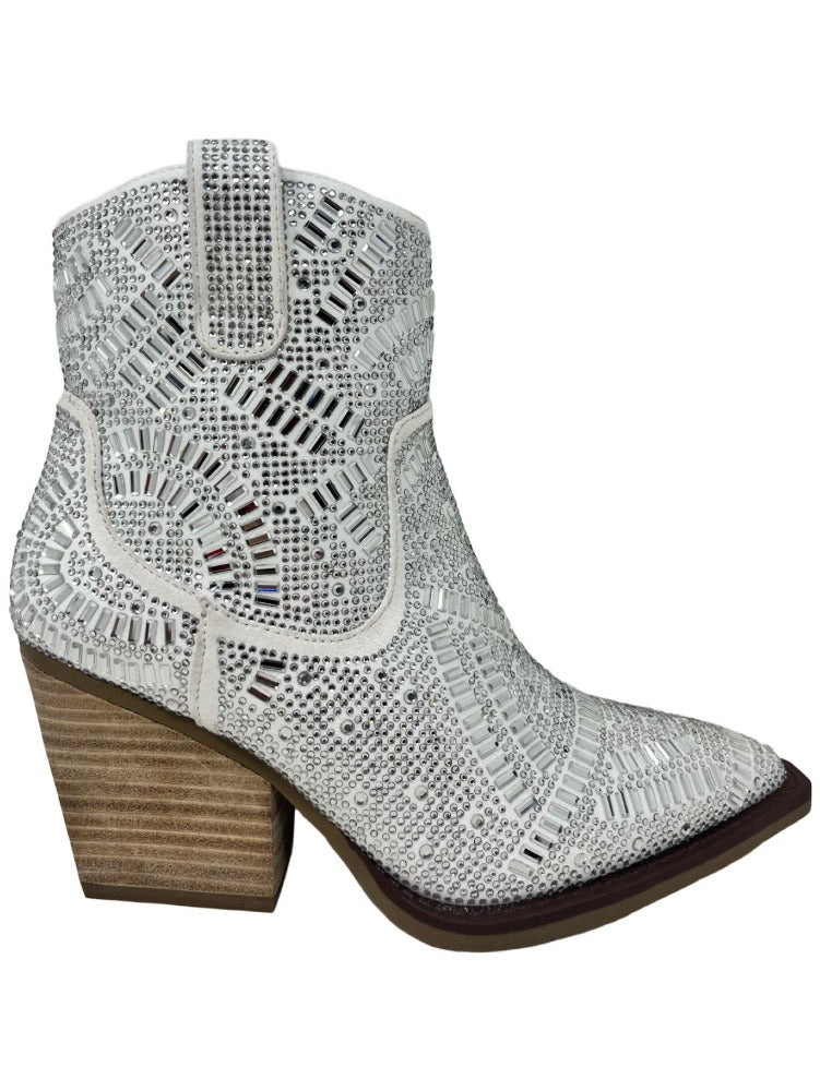 White Silver Glitzy Short Boot | Very G Maze