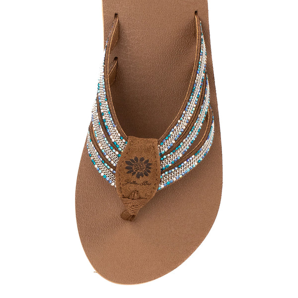 Yellow Box | Triple Strap Flip Flop Sandal | Chelsy - Blue Multi